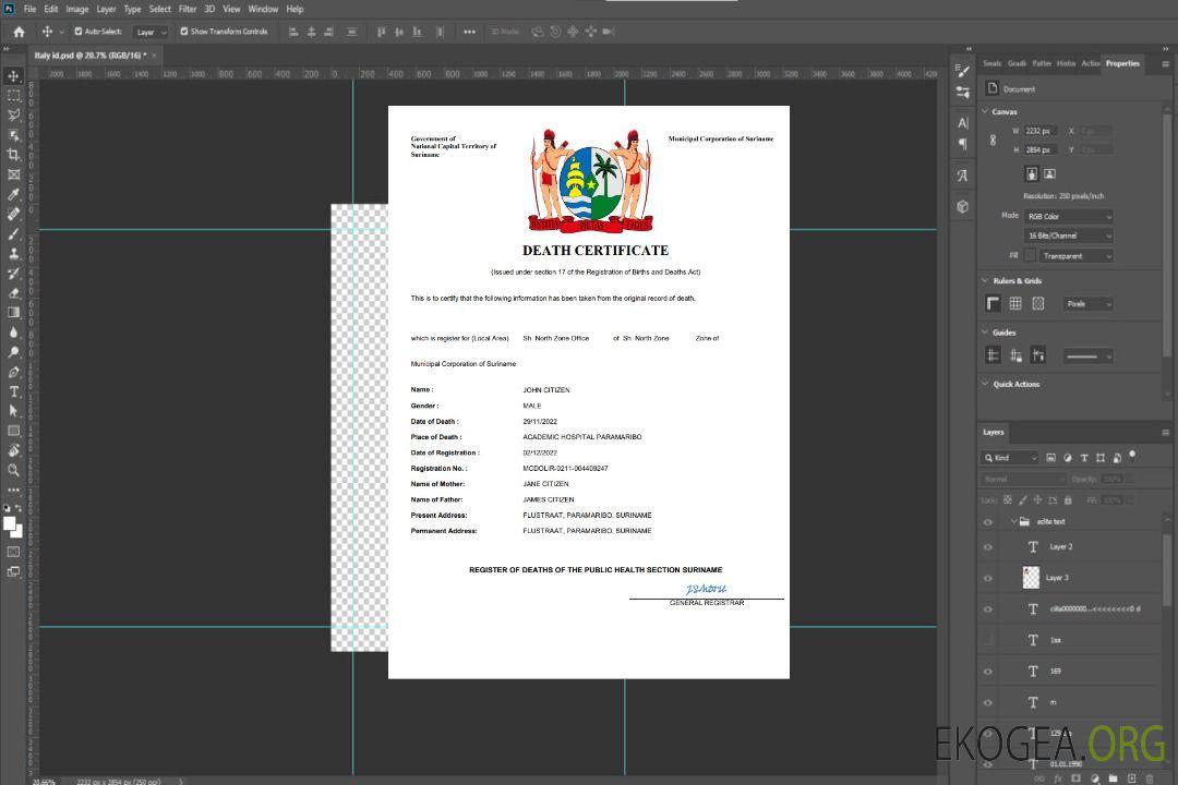 Modèle Word et PDF de certificat de décès au Suriname template Modèle Word et PDF de certificat de décès au Suriname template